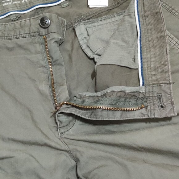 Gap Aiden Summer Chino 35 Olive Green Cargo Utility Pockets Casual Pants Grunge - Picture 5 of 10